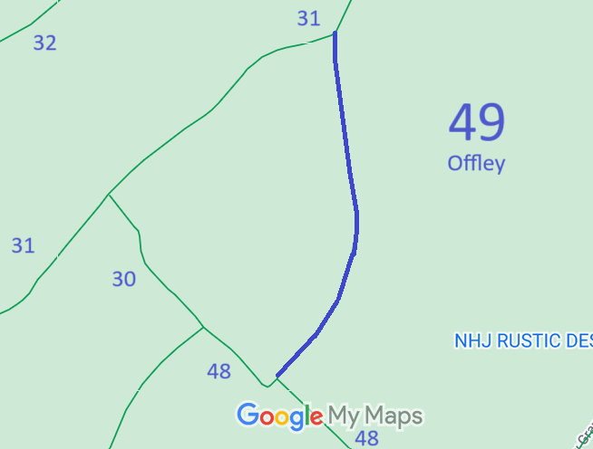 Map of recorded paths in Offley