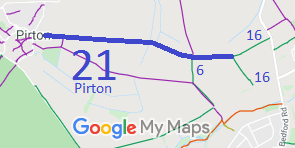 Map showing Pirton 21 bridleway