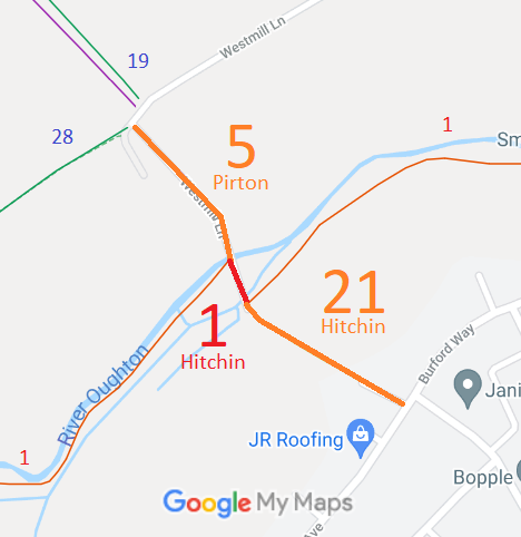 Map showing Pirton 5