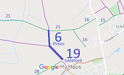 Map showing Pirton 6 restricted byway bridleway