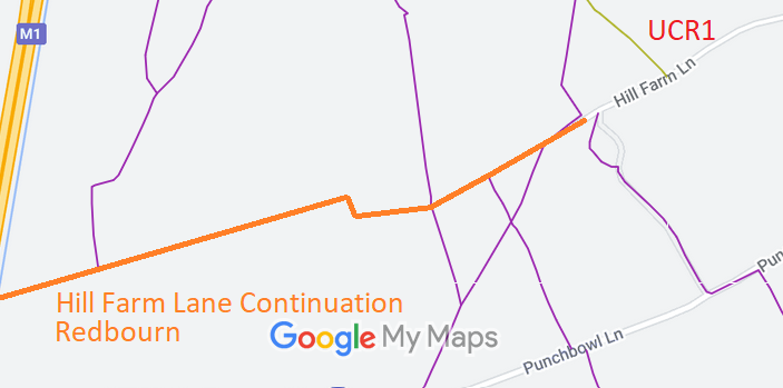 Map showing Redbourn Hill Farm Lane continuation