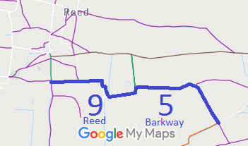 Map showing Barkway 5 and Reed 9