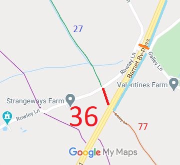 Map showing Ridge 36 restricted byway