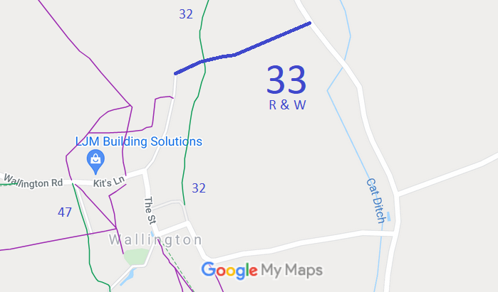 Map showing Rushden and Wallington 33 bridleway