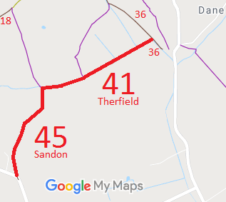 Map showing Sandon 45