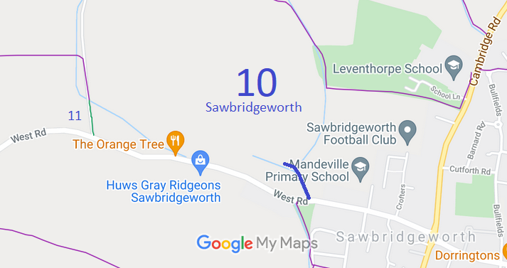 Map showing Sawbridgeworth 10