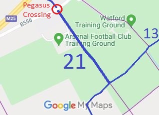 Map showing Pegasus Crossing Bell Lane, Shenley