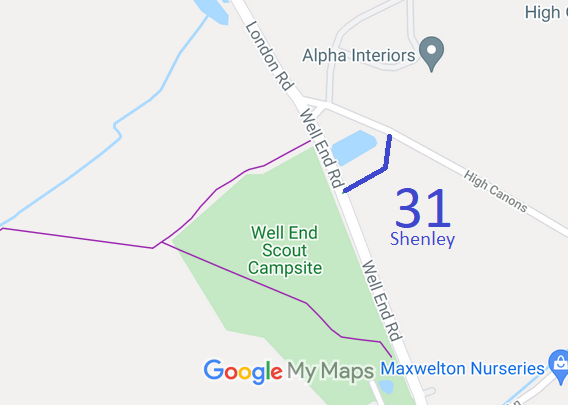 Map showing recorded Shenley paths