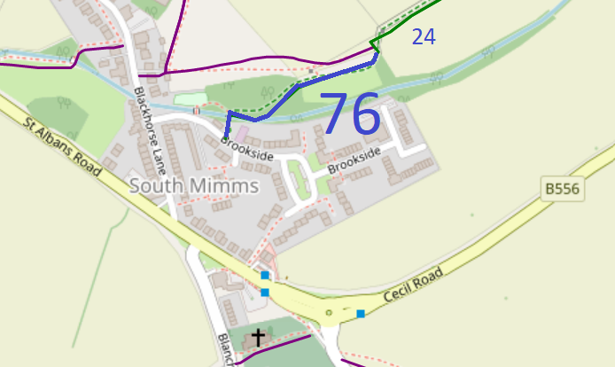 Map showing recorded paths