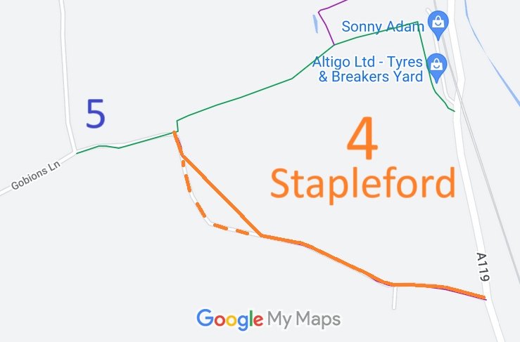 Map showing recorded Stapleford paths