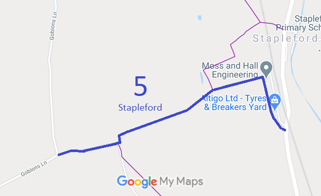 Map showing recorded Stapleford paths