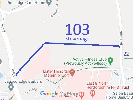 Map showing recorded Stevenage paths