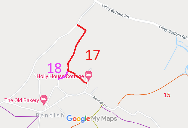 Map showing recorded St Paul's Walden paths