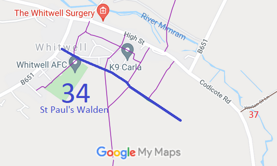 Map showing recorded St Paul's Walden paths