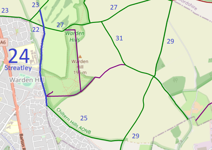 Map showing recorded paths