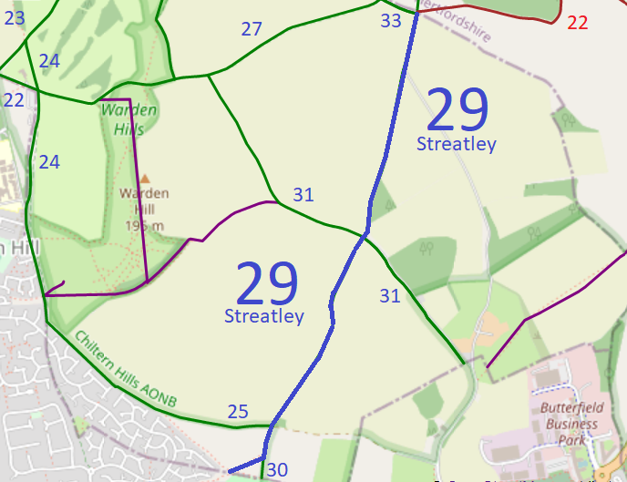 Map showing recorded paths