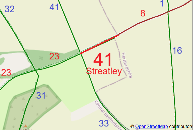 Map showing recorded paths