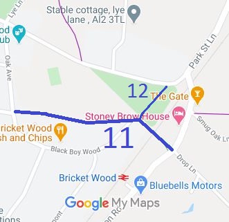 Map showing St Stephen 11 bridleway