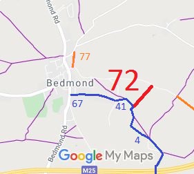 Map showing St Stephen 72 byway at Job's Wood