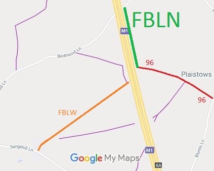 Map showing extension of Featherbed Lane northwards