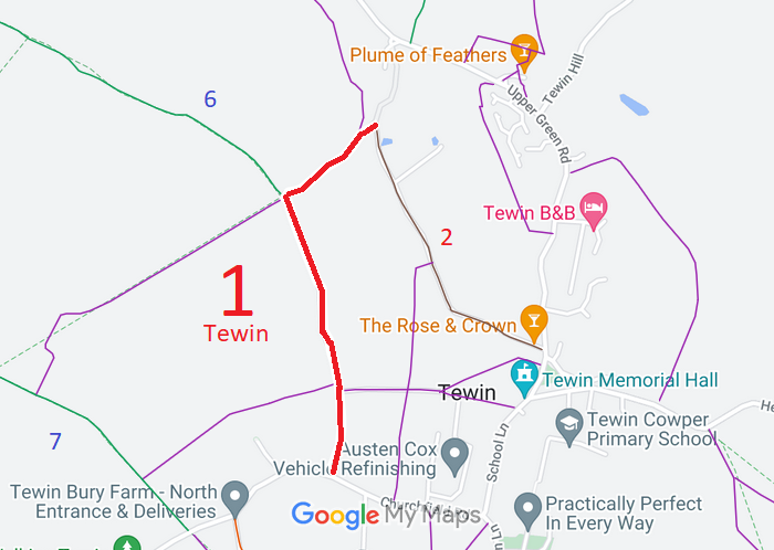 Map showing Tewin 1