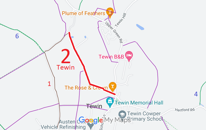 Map showing Tewin 2