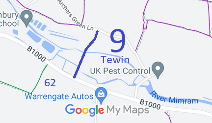 Map showing Tewin 9