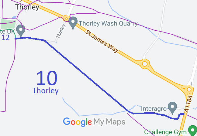 Map showing recorded Thorley paths