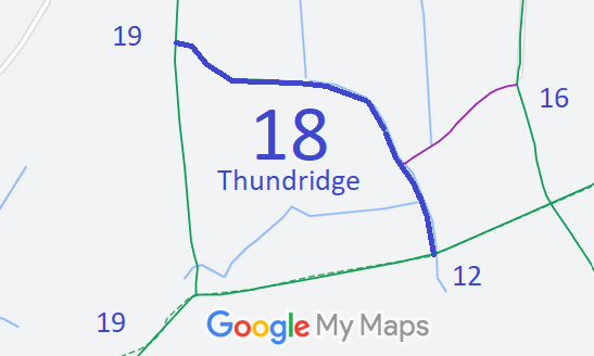 Map showing recorded Thundridge paths
