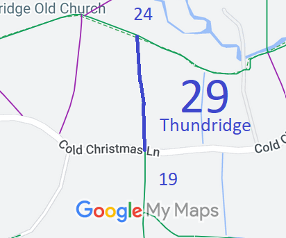 Map showing recorded Thundridge paths