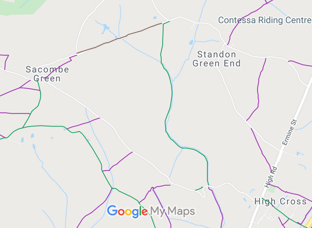 Map showing recorded Thundridge paths