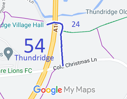 Map showing recorded Thundridge paths
