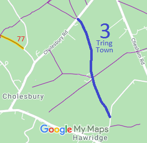 Map showing Tring Town 3 bridleway
