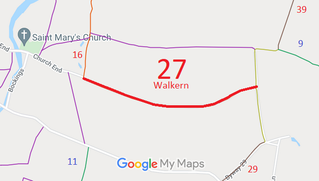 Map showing Walkern 27 Bridleway
