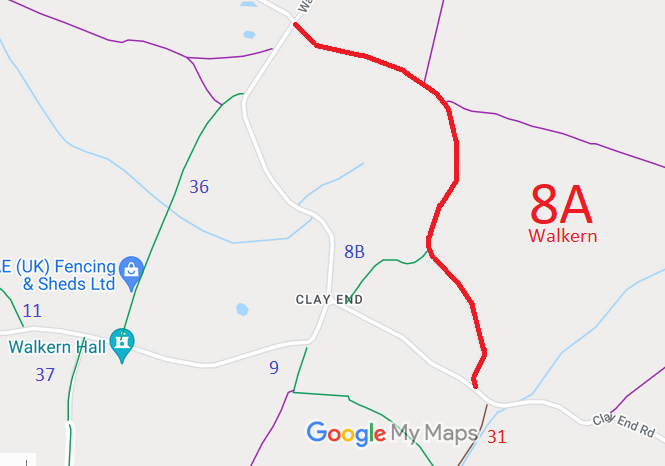 Map showing recorded Walkern paths