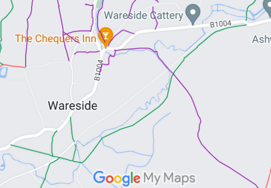 Map showing recorded Wareside paths