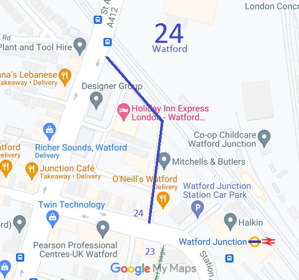 Map showing Watford bridleways