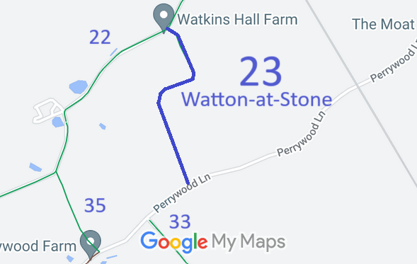 Map showing Watton-at-Stone 23 bridleway