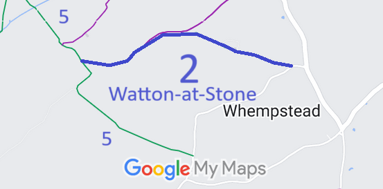 Map showing Watton-at-Stone 2 bridleway