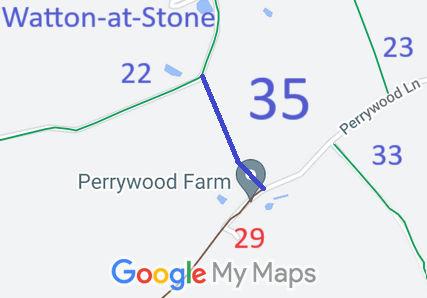 Map showing Watton-at-Stone 35 bridleway