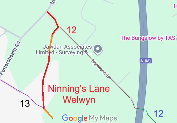 Map showing recorded Hertfordshire paths