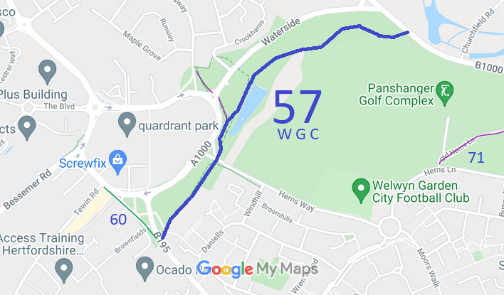 Map showing recorded Welwyn Garden City paths