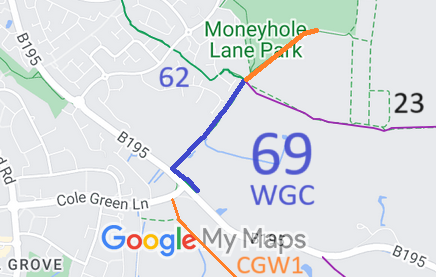 Map showing recorded Welwyn Garden City paths