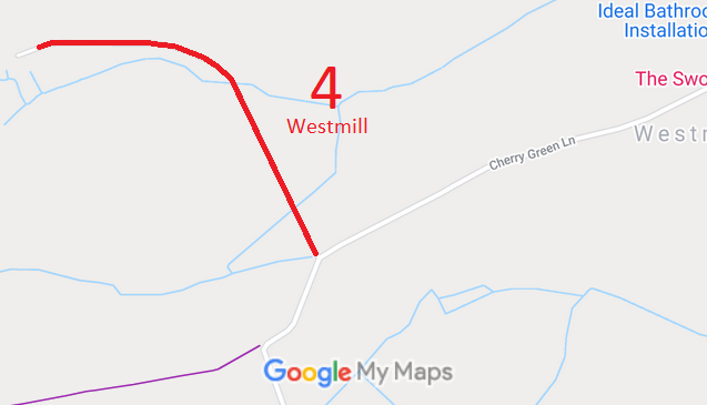 Map showing Westmill 4 Restricted Byway