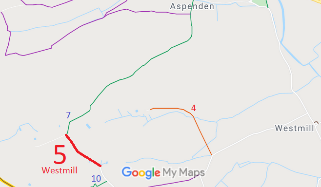Map showing Westmill 5 Restricted Byway