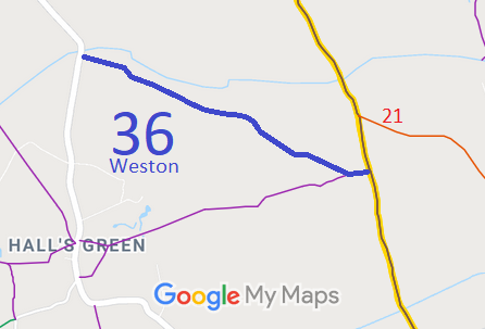 Map showing Weston 36