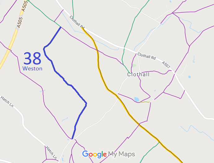 Map showing Weston 38