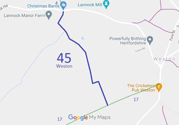 Map showing Weston 45