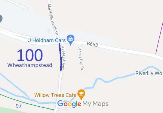 Map showing recorded Wheathampstead paths