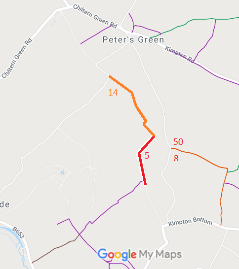 Map showing recorded Wheathampstead paths
